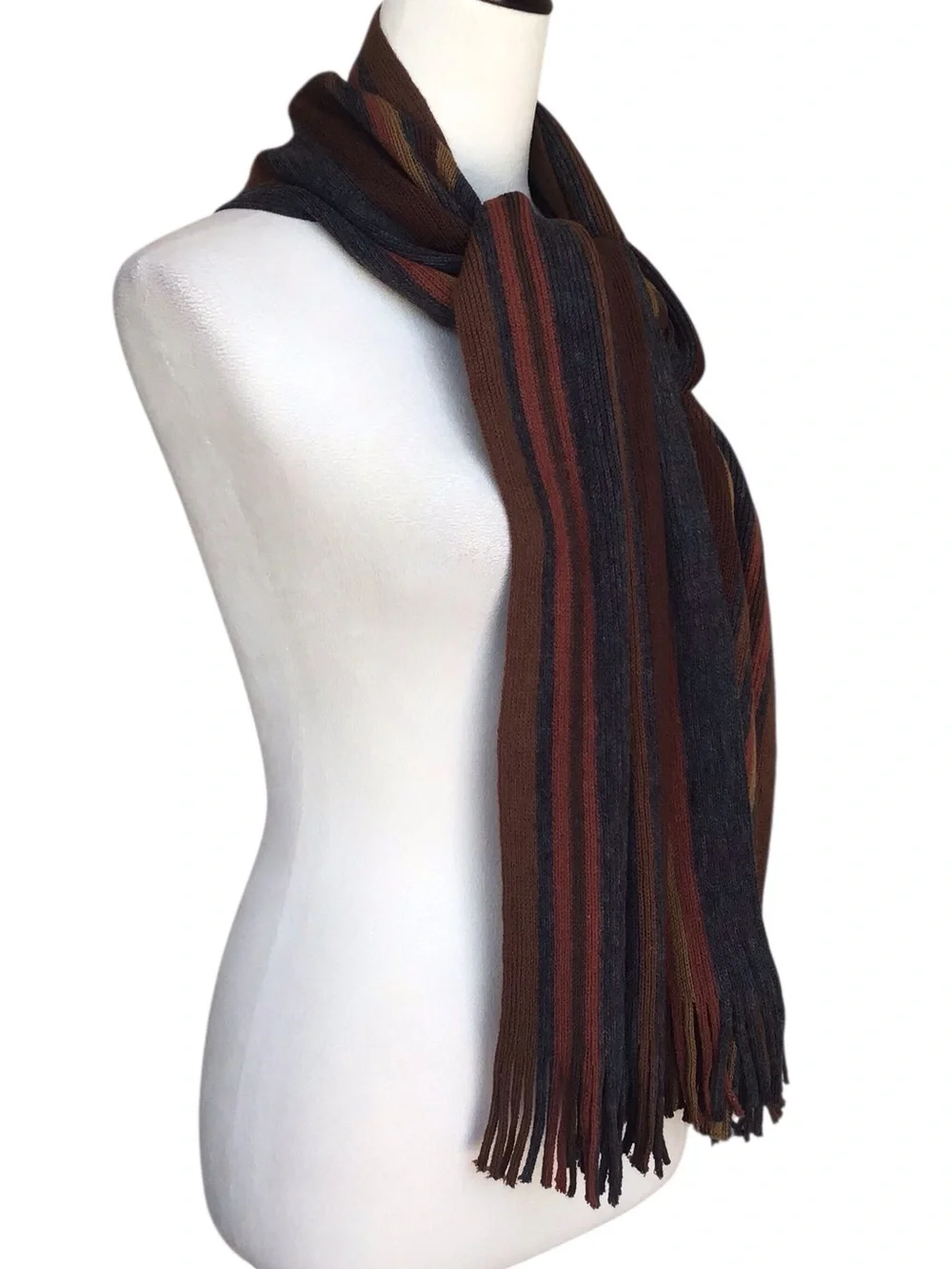 Geoffrey Beene Striped Scarf With Fringe